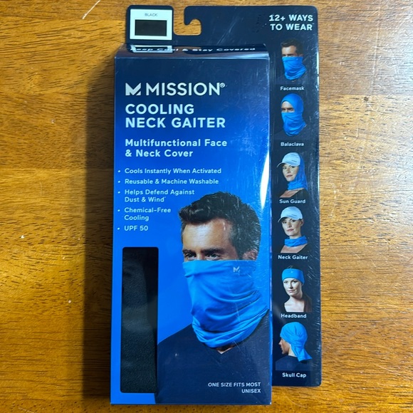 MISSION cooling neck gaiter. Black UPF 50 machine washable. NIB 10”x21” unisex - Picture 1 of 4